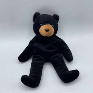 GAF Black Bear Plush Bean Bag Vintage Stuffed Animal Brown Nose Beanie 8 inch